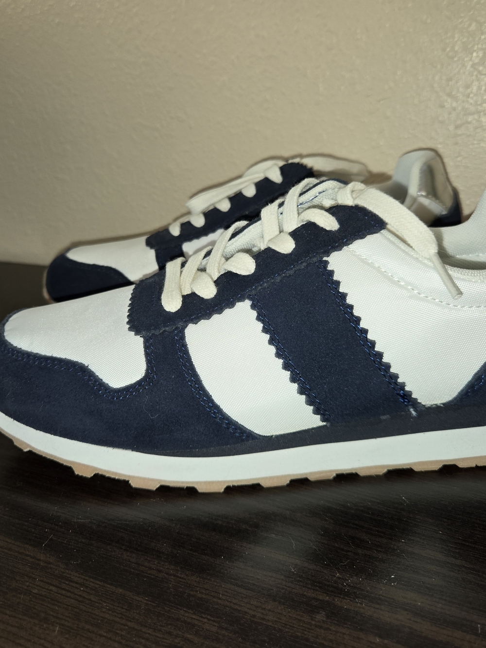 NWOB J.Crew Nylon Striped City Sneakers Navy Suede Silver 8.5